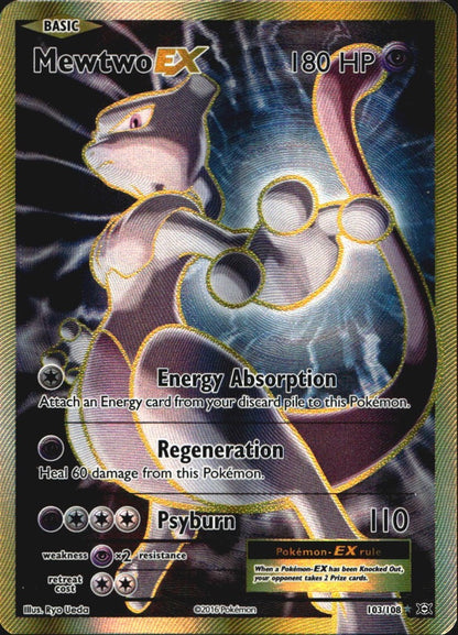 Mewtwo EX 103/108 Rare Ultra Evolutions Pokemon Near Mint
