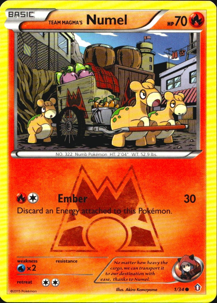 Team Magma's Numel 1/34 Common Double Crisis Pokemon Near Mint
