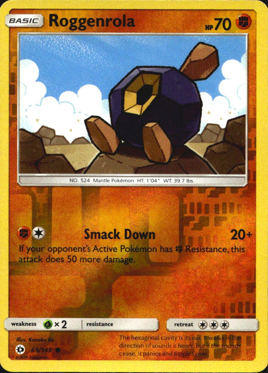 Roggenrola 69/149 Common Sun & Moon Pokemon Reverse Holo Near Mint