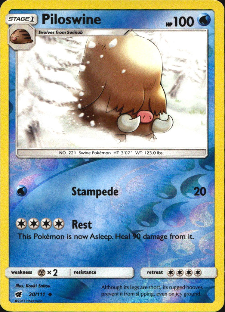 Piloswine 20/111 Uncommon Crimson Invasion Pokemon Reverse Holo Near Mint