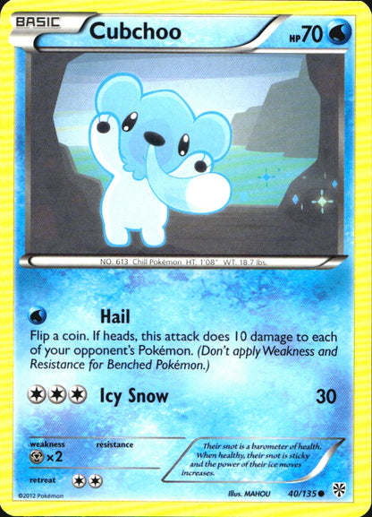 Cubchoo 40/135 Common Plasma Storm Pokemon Near Mint