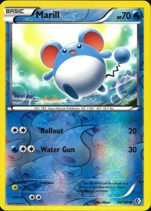 Marill 36/149 Common Boundaries Crossed Pokemon Reverse Holo Near Mint