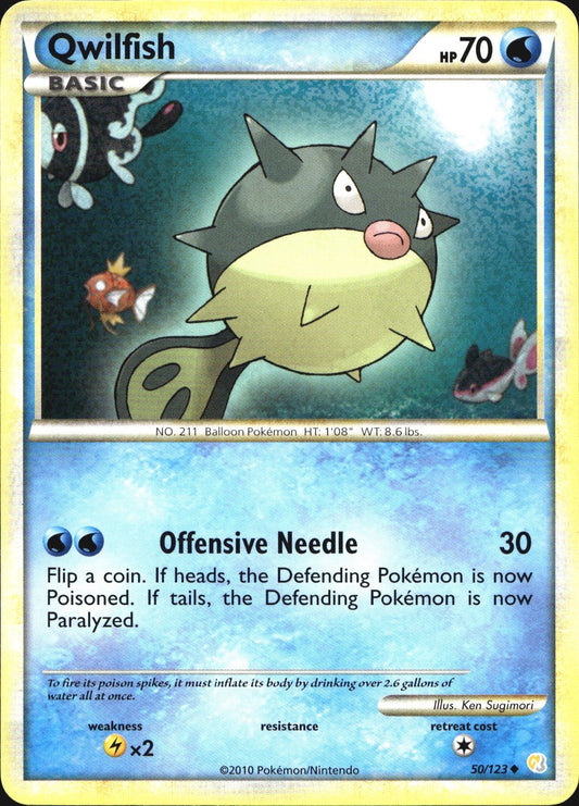 Qwilfish 50/123 Uncommon HeartGold & SoulSilver Pokemon Near Mint