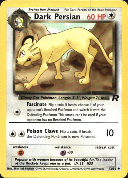 Dark Persian 42/82 Uncommon Team Rocket Pokemon Near Mint