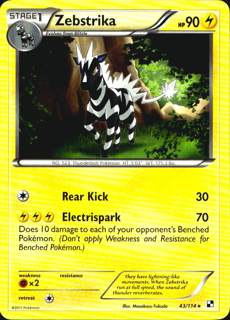 Zebstrika 43/114 Rare Black & White Pokemon Near Mint