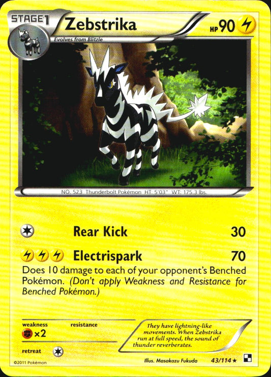Zebstrika 43/114 Rare Black & White Pokemon Near Mint