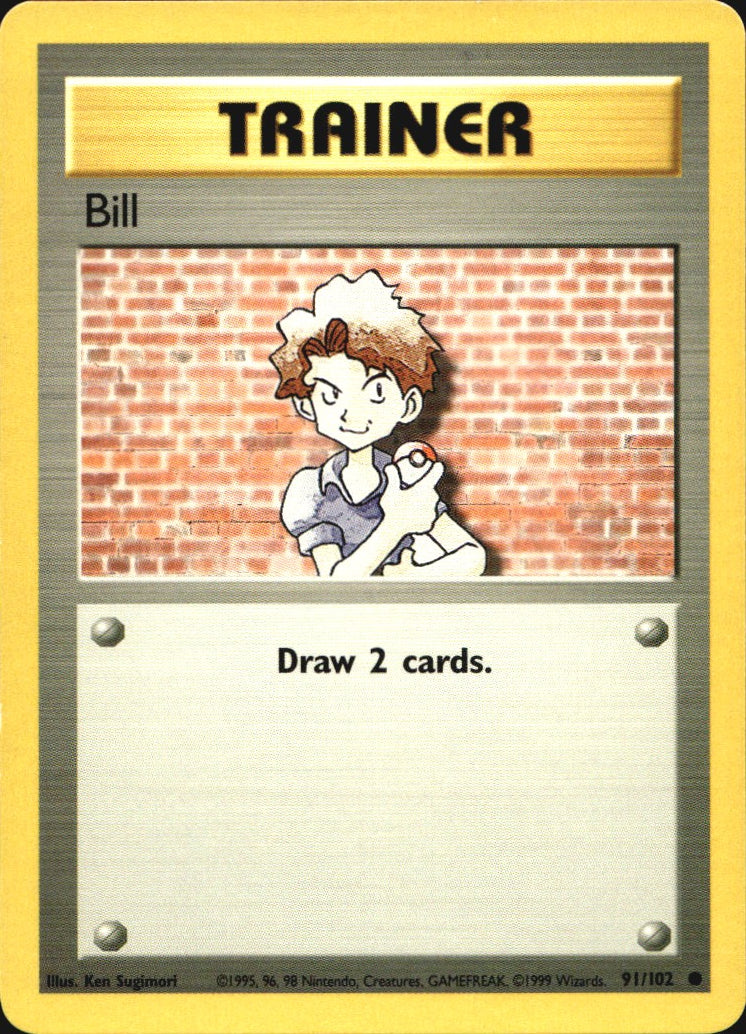 Bill 91/102 Common Base Set Pokemon Near Mint