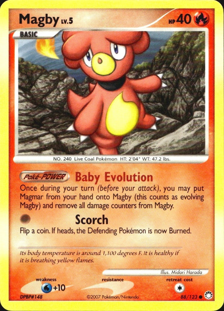 Magby 88/123 Common Mysterious Treasures Pokemon Near Mint