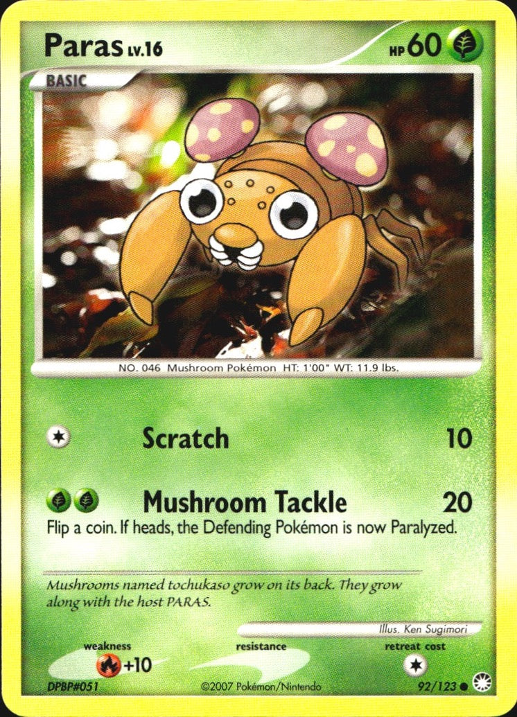 Paras 92/123 Common Mysterious Treasures Pokemon Near Mint
