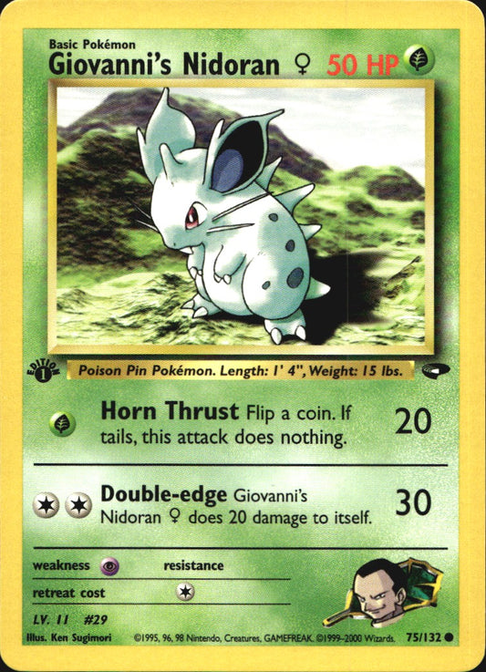 Giovanni's Nidoran F 75/132 Common Gym Challenge Pokemon 1st Edition Near Mint