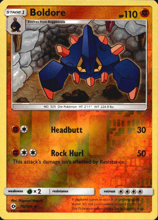 Boldore 70/149 Uncommon Sun & Moon Pokemon Reverse Holo Near Mint