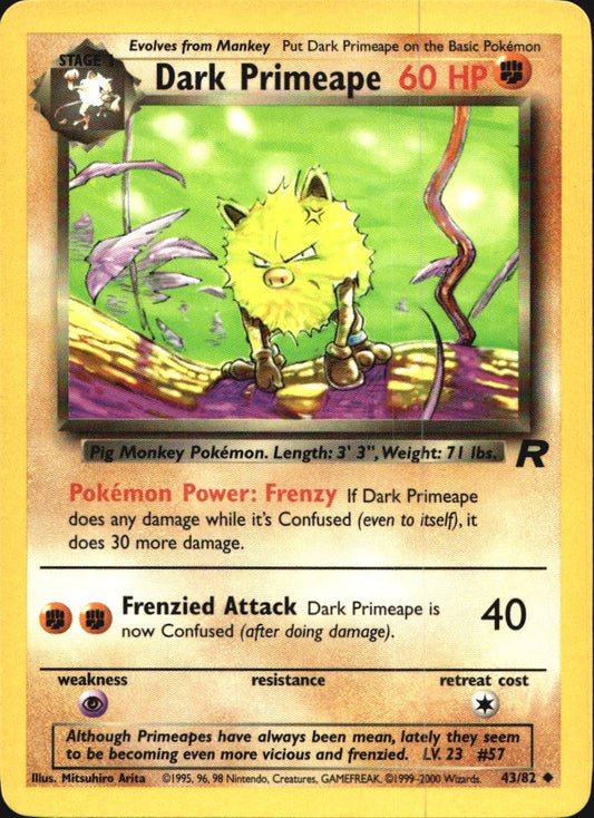 Dark Primeape 43/82 Uncommon Team Rocket Pokemon Near Mint