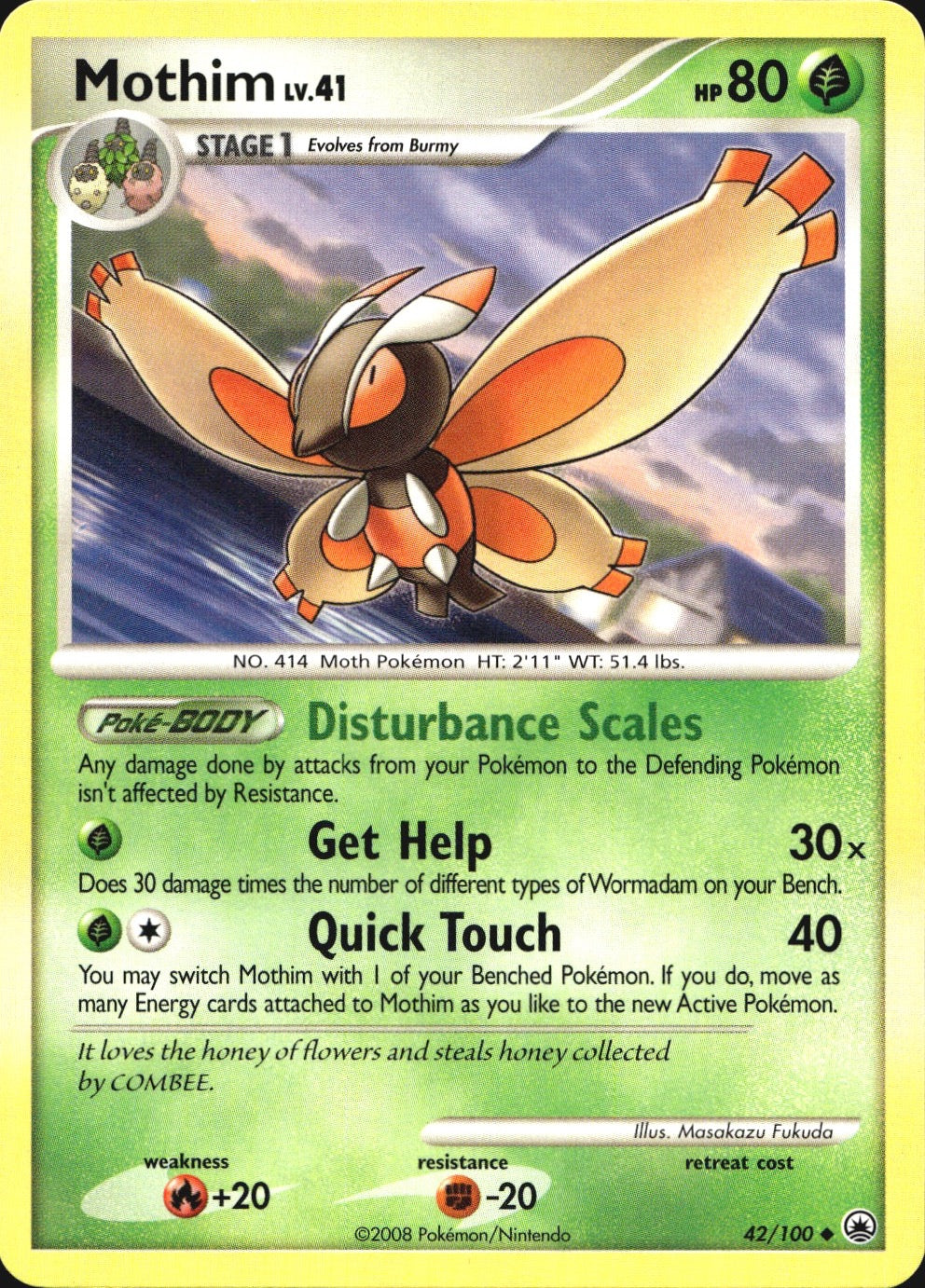 Mothim 42/100 Uncommon Majestic Dawn Pokemon Near Mint