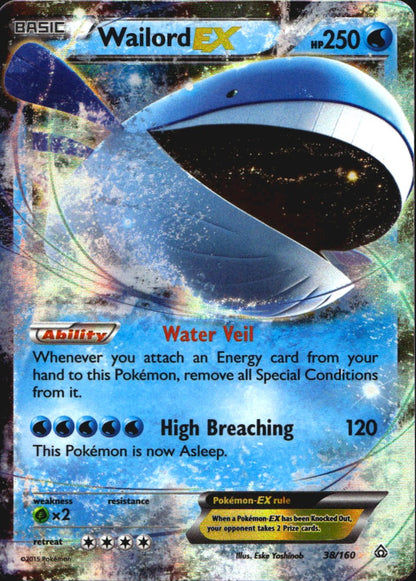 Wailord EX 38/160 Holo EX Rare Primal Clash Pokemon Near Mint