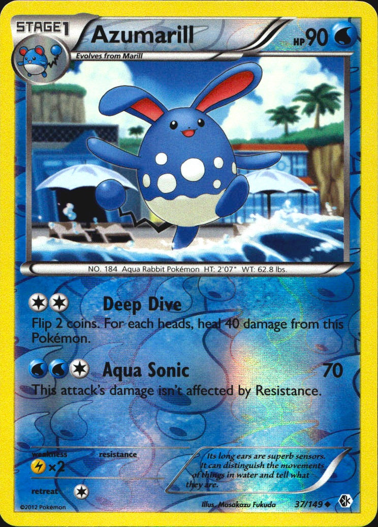 Azumarill 37/149 Uncommon Boundaries Crossed Pokemon Reverse Holo Near Mint
