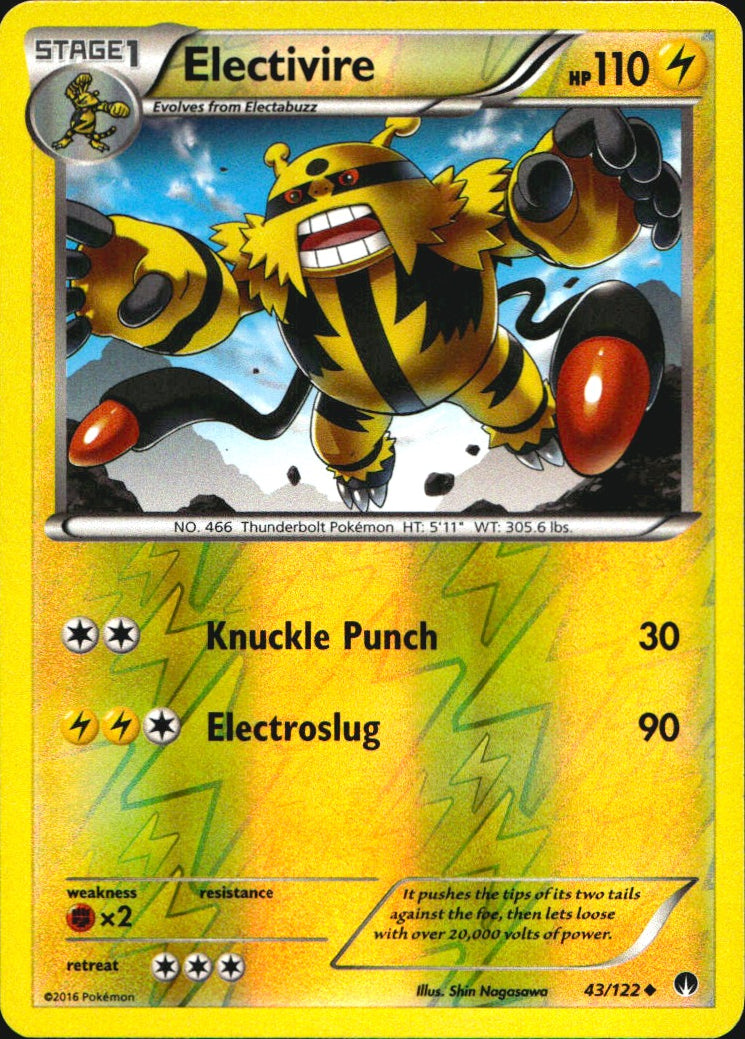 Electivire 43/122 Uncommon BREAKpoint Pokemon Reverse Holo Near Mint