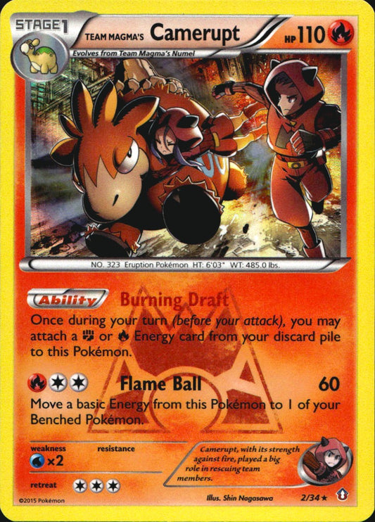 Team Magma's Camerupt 2/34 Holo Rare Double Crisis Pokemon Near Mint