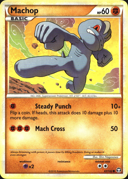 Machop 67/102 Common HGSS Triumphant Pokemon Near Mint