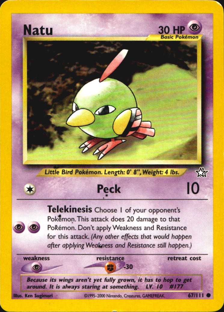 Natu 67/111 Common Neo Genesis Pokemon Near Mint