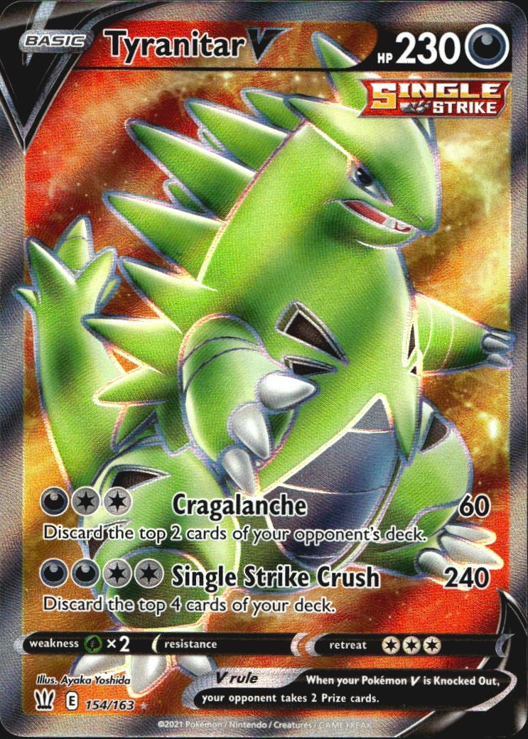 Tyranitar V 154/163 Rare Ultra Battle Styles Pokemon Near Mint