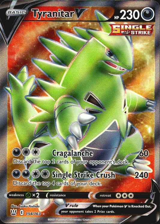 Tyranitar V 154/163 Rare Ultra Battle Styles Pokemon Near Mint