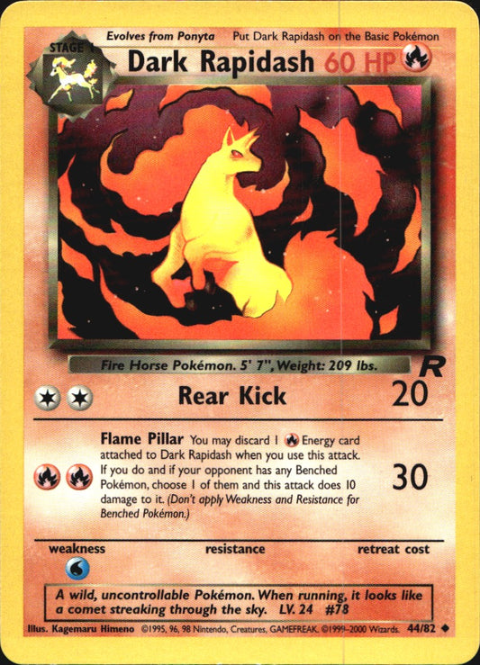 Dark Rapidash 44/82 Uncommon Team Rocket Pokemon Near Mint