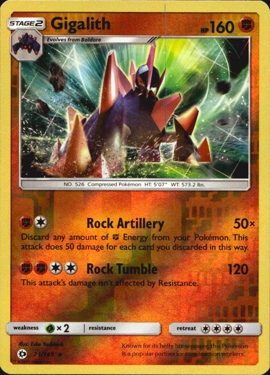 Gigalith 71/149 Holo Rare Sun & Moon Pokemon Reverse Holo Near Mint