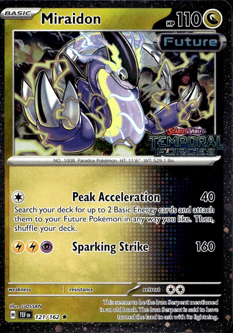 Miraidon 121/162 Rare Temporal Forces Pokemon Near Mint Stamped
