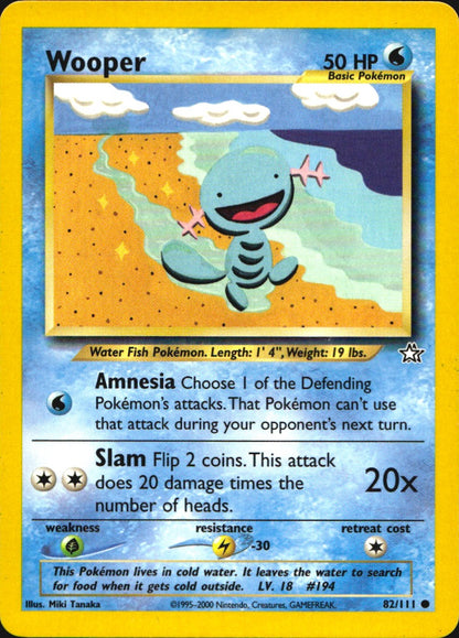 Wooper 82/111 Common Neo Genesis Pokemon Near Mint