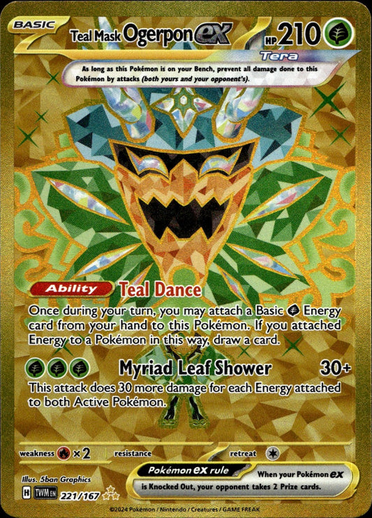 Teal Mask Ogerpon ex 221/167 Hyper Rare Twilight Masquerade Pokemon Near Mint