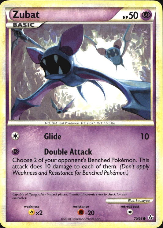 Zubat 70/95 Common HGSS Unleashed Pokemon Near Mint