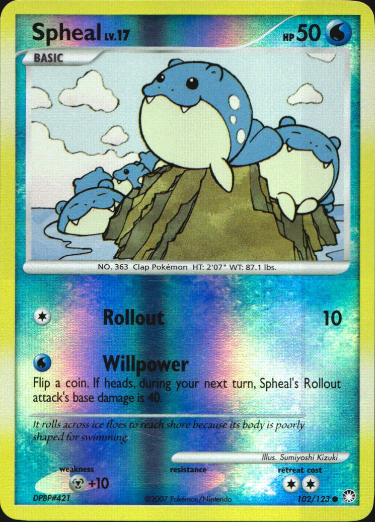 Spheal 102/123 Common Mysterious Treasures Pokemon Reverse Holo Near Mint