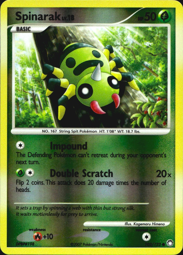 Spinarak 103/123 Common Mysterious Treasures Pokemon Reverse Holo Near Mint