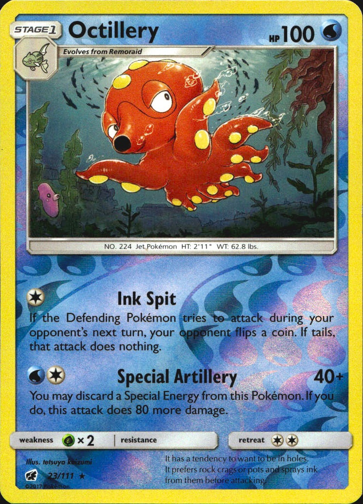 Octillery 23/111 Rare Crimson Invasion Pokemon Reverse Holo Near Mint