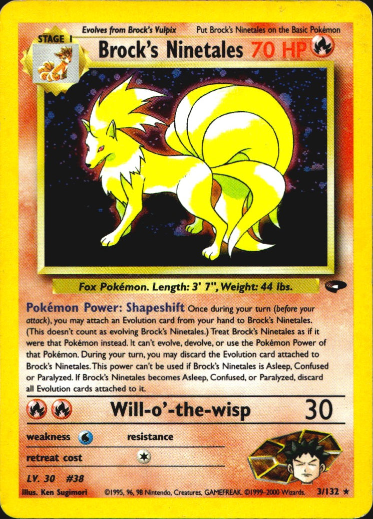 Brock's Ninetales 3/132 Holo Rare Gym Challenge Pokemon Lightly Played