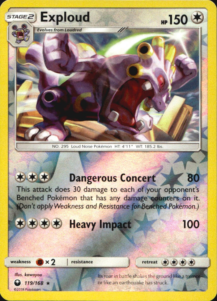 Exploud 119/168 Rare Celestial Storm Pokemon Reverse Holo Near Mint