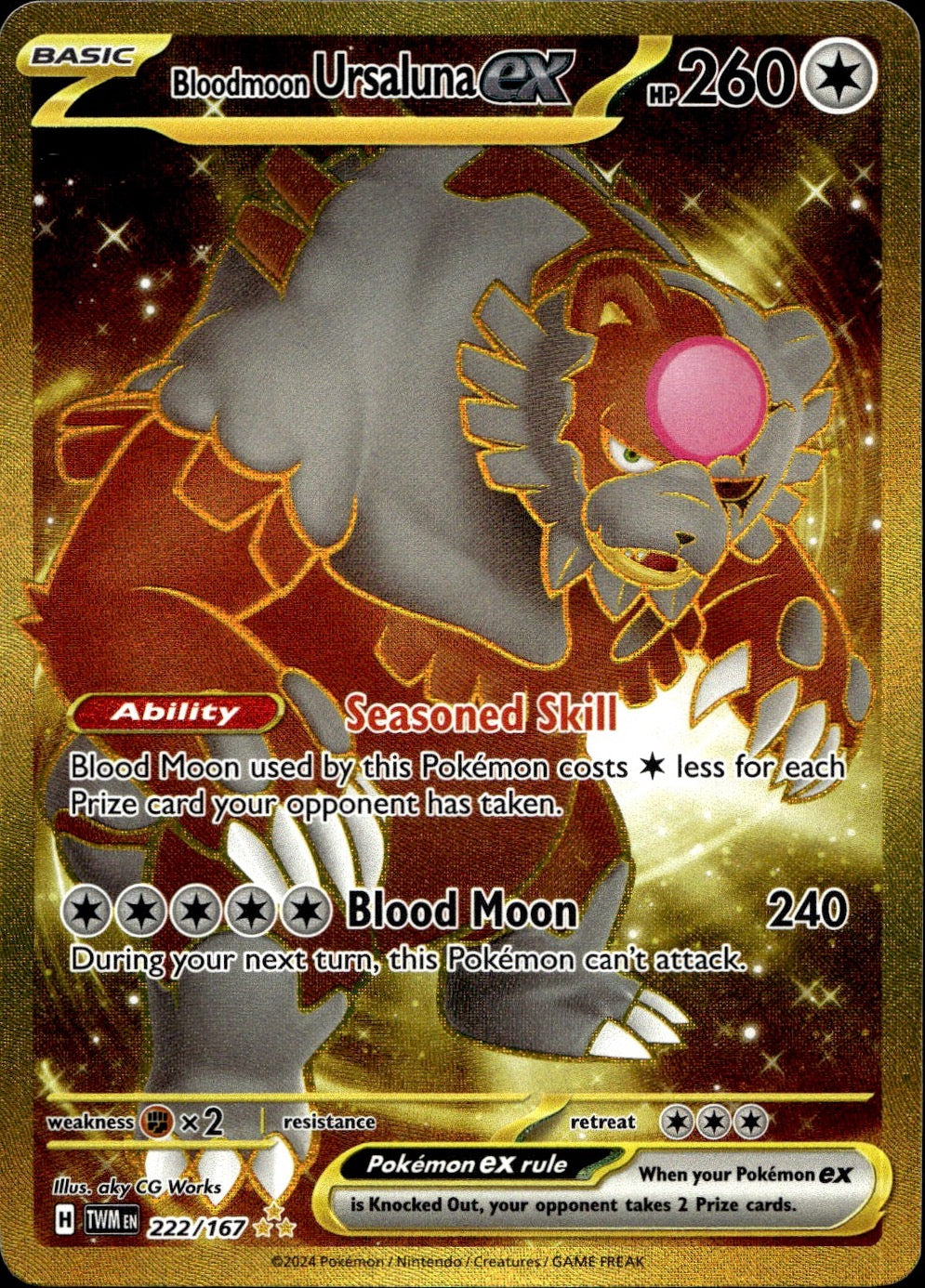 Bloodmoon Ursaluna ex 222/167 Hyper Rare Twilight Masquerade Pokemon Near Mint