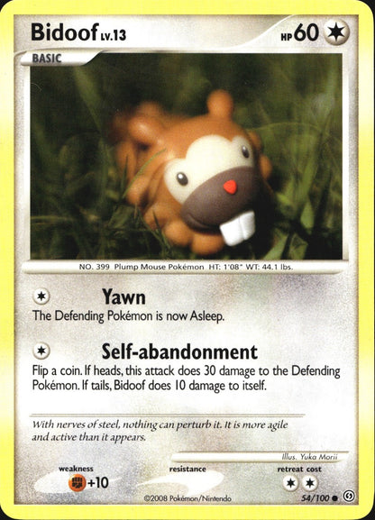 Bidoof 54/100 Common Stormfront Pokemon Near Mint