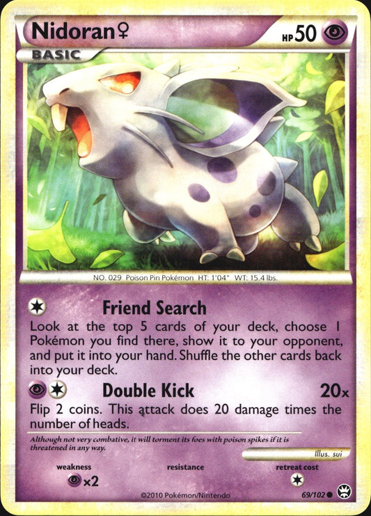 Nidoran F 69/102 Common HGSS Triumphant Pokemon Near Mint