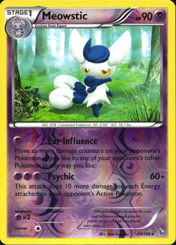 Meowstic 43/106 Rare Flashfire Pokemon Reverse Holo Near Mint