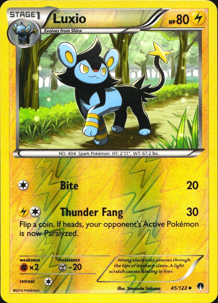 Luxio 45/122 Uncommon BREAKpoint Pokemon Reverse Holo Near Mint