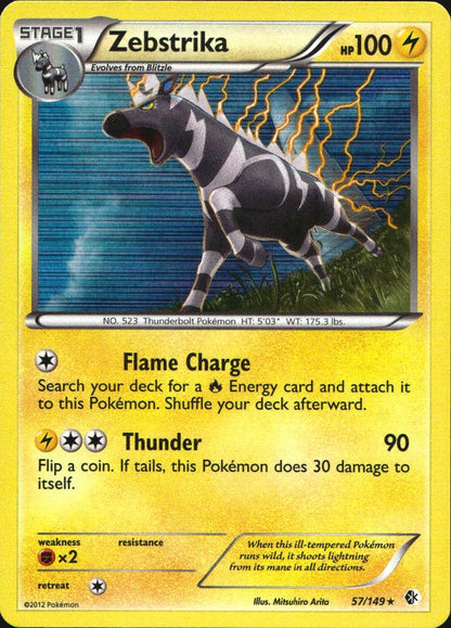 Zebstrika 57/149 Holo Rare Boundaries Crossed Pokemon Near Mint