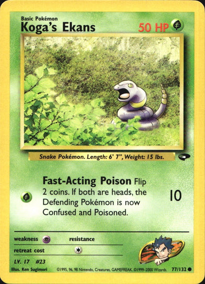 Koga's Ekans 77/132 Common Gym Challenge Pokemon Near Mint