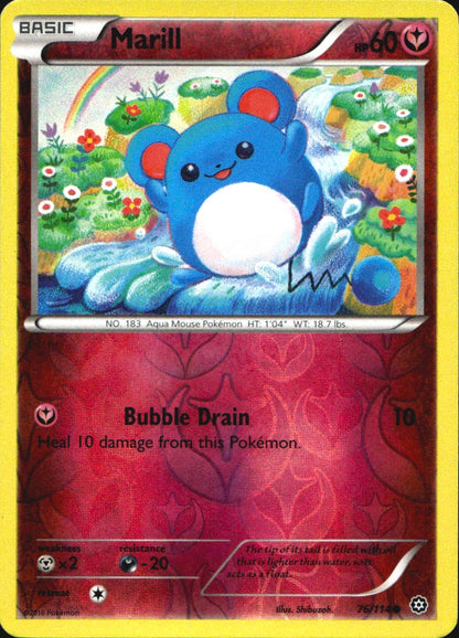 Marill 76/114 Common Steam Siege Pokemon Reverse Holo Near Mint
