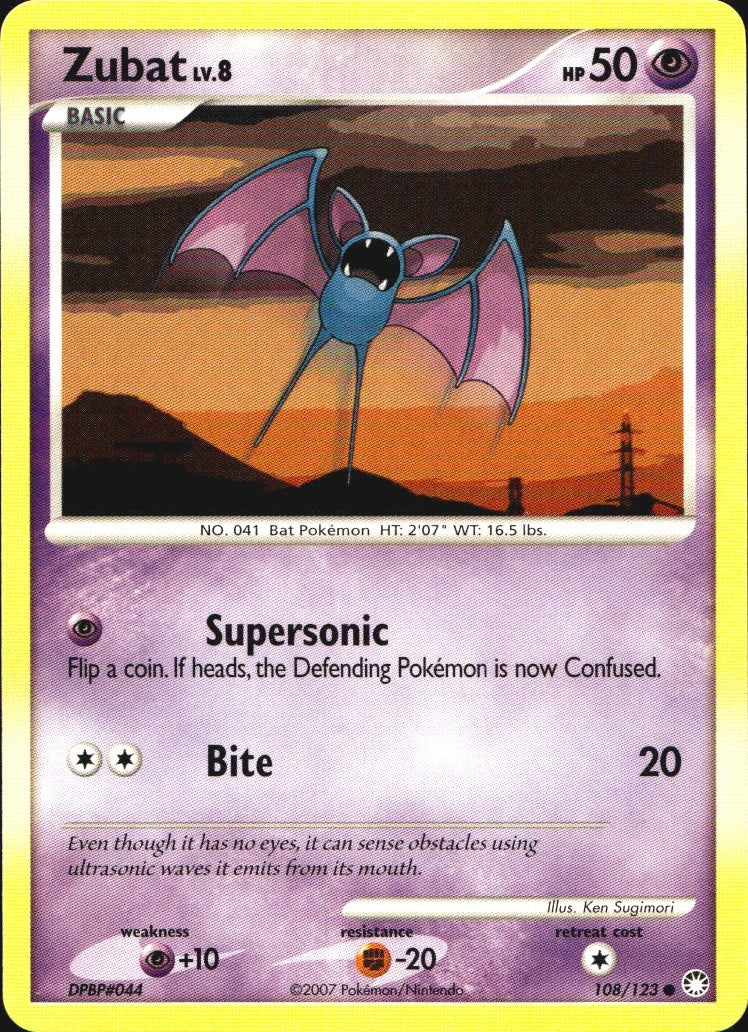 Zubat 108/123 Common Mysterious Treasures Pokemon Near Mint