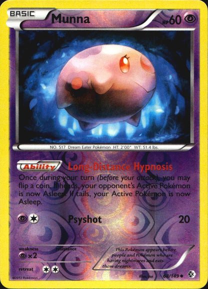 Munna 68/149 Uncommon Boundaries Crossed Pokemon Reverse Holo Near Mint