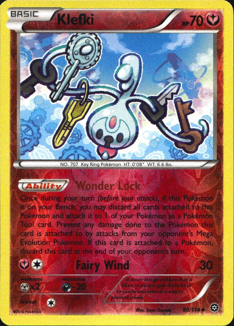 Klefki 80/114 Uncommon Steam Siege Pokemon Reverse Holo Near Mint