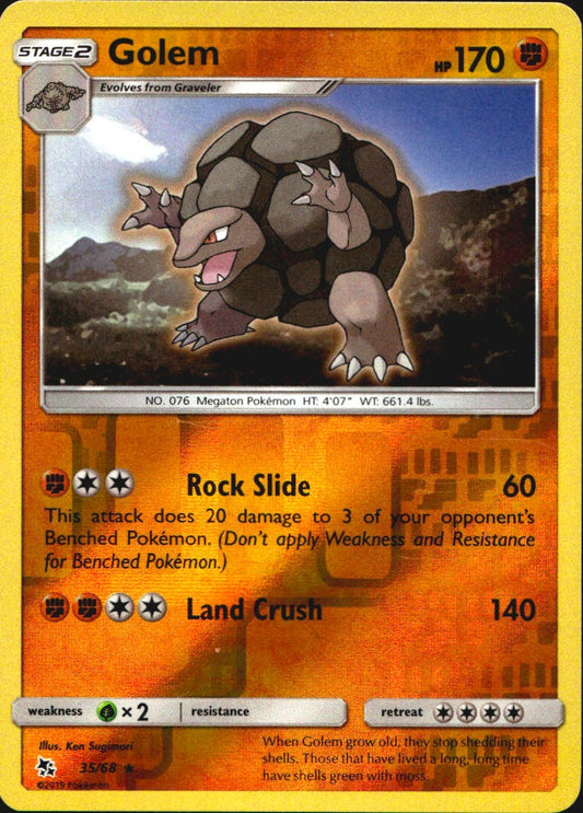 Golem 35/68 Rare Hidden Fates Pokemon Near Mint
