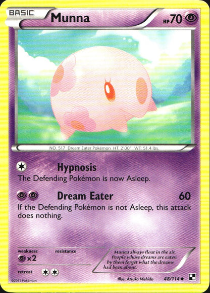 Munna 48/114 Uncommon Black & White Pokemon Near Mint