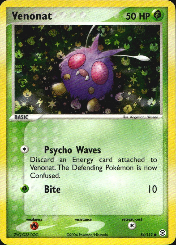 Venonat 84/112 Common FireRed & LeafGreen Pokemon Reverse Holo Near Mint
